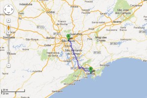 Sao Paulo to Santos Map