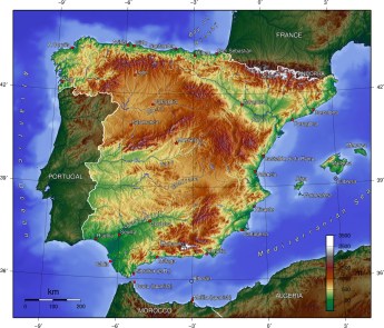 Spain -Topograhic Map