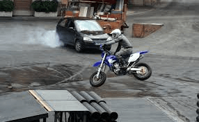Disney motorcycle front wheelie