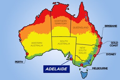 Australia Map Showing Adelaide