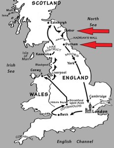 Our UK Route Dunbar to Durham