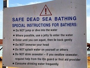 Dead Sea Swimming Instructions