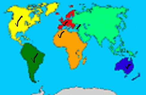 World Map With Continents Checked